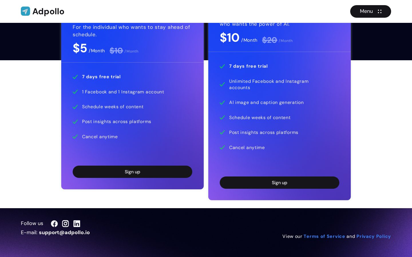 Adpollo Pricing