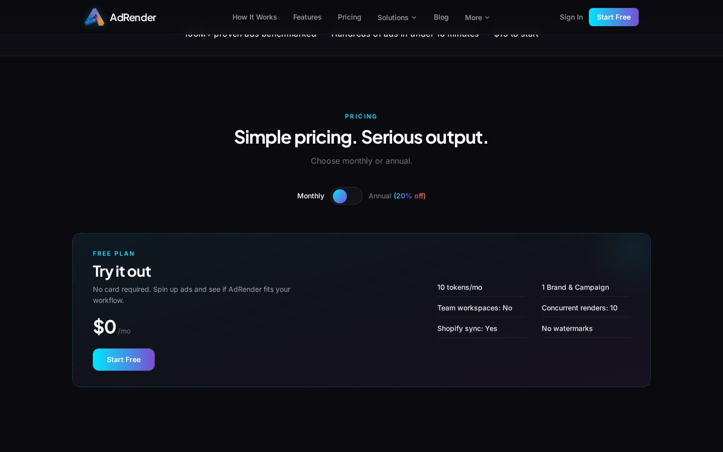 AdRender Pricing