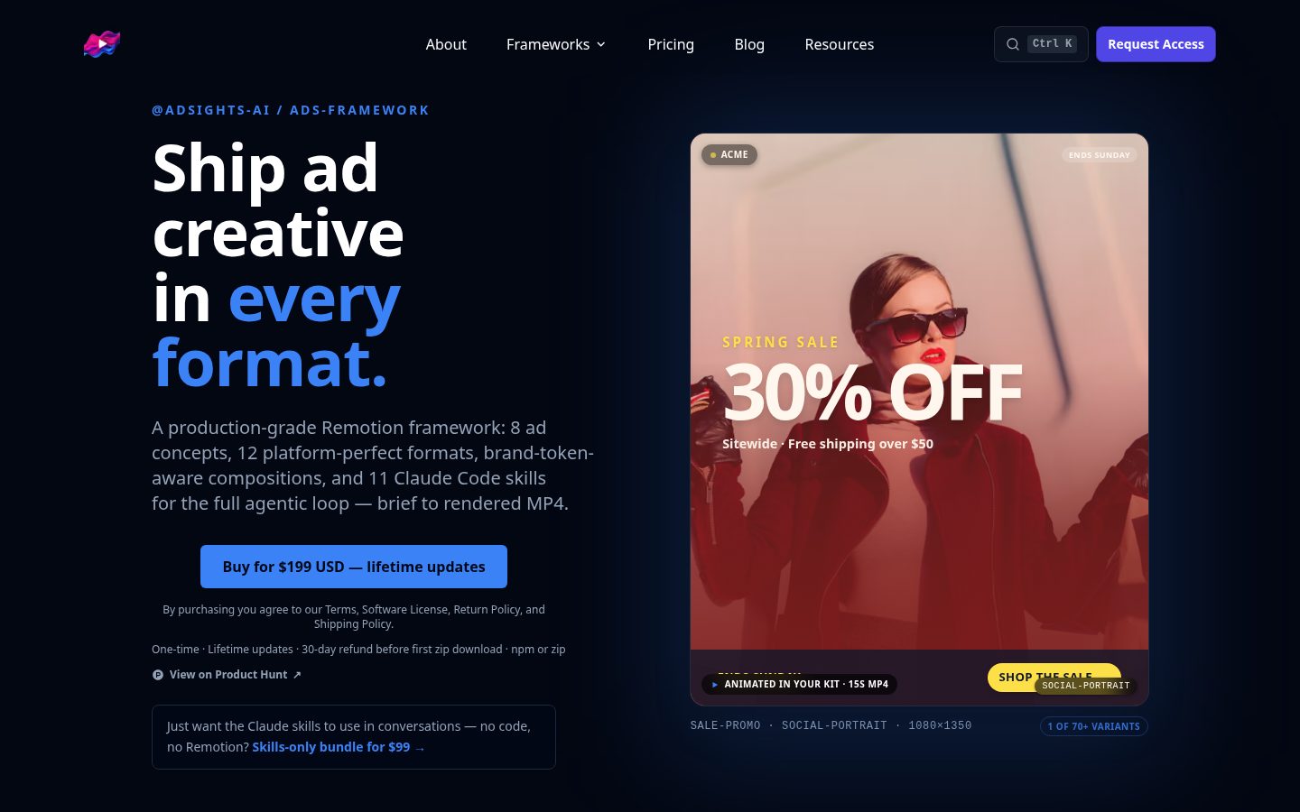 AdSights Agentic Ads Framework Homepage