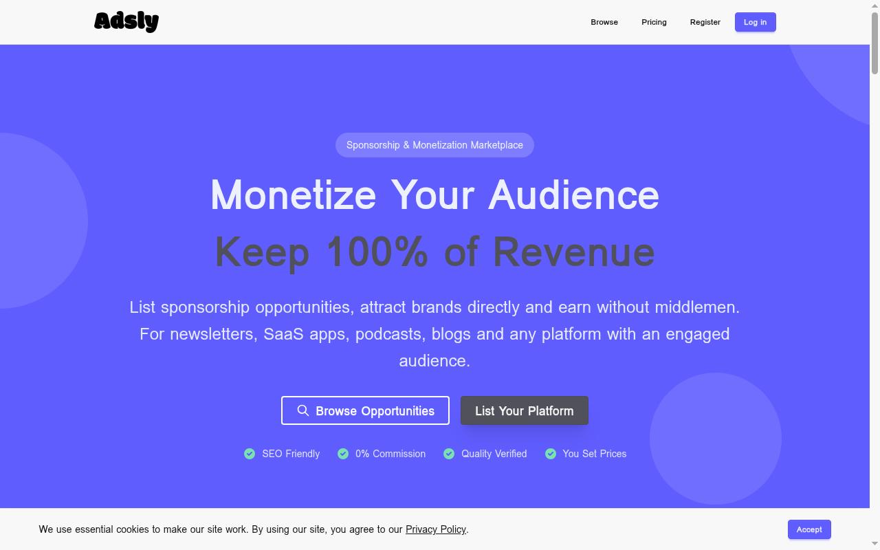 Adsly Homepage