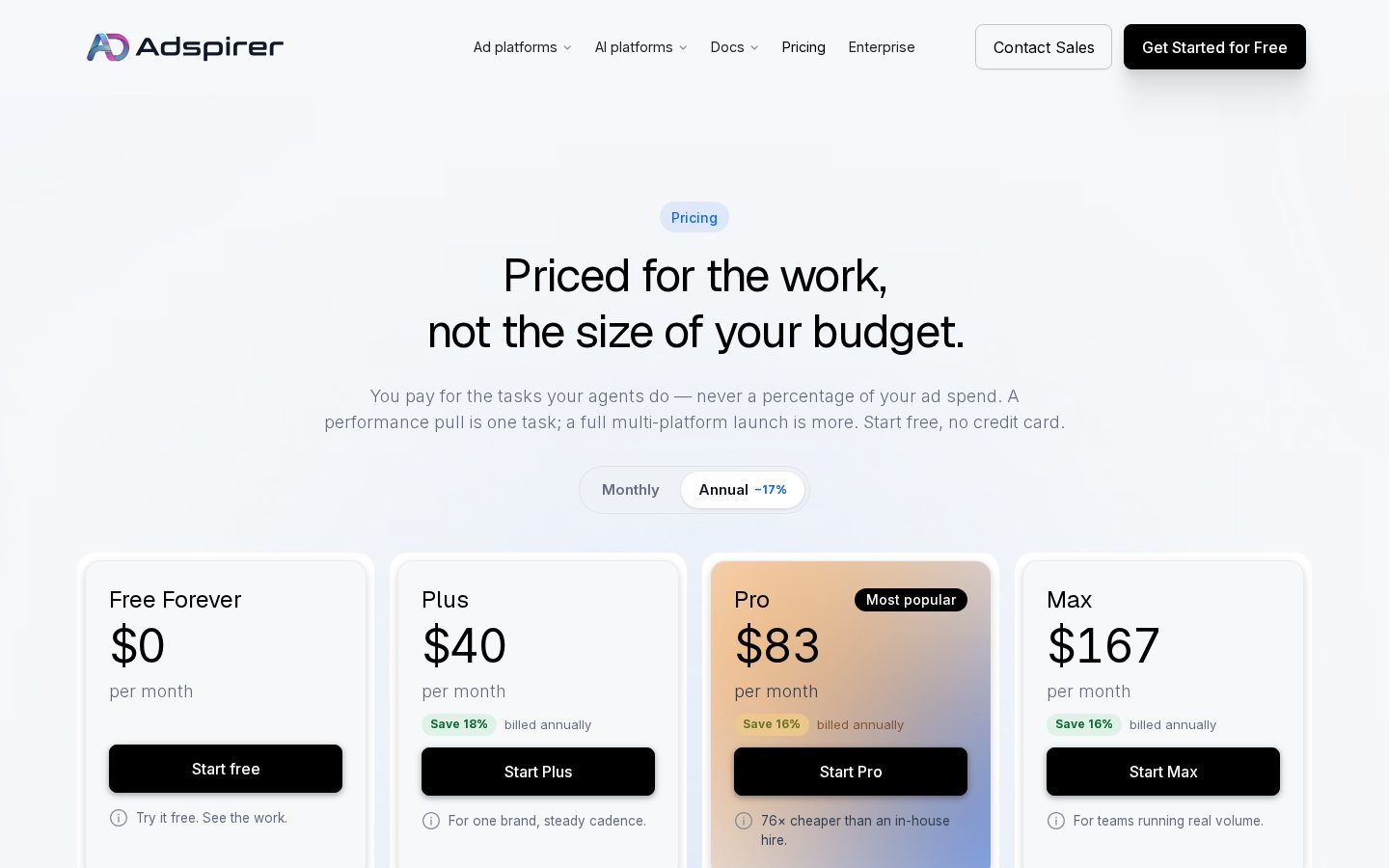 Adspirer Pricing
