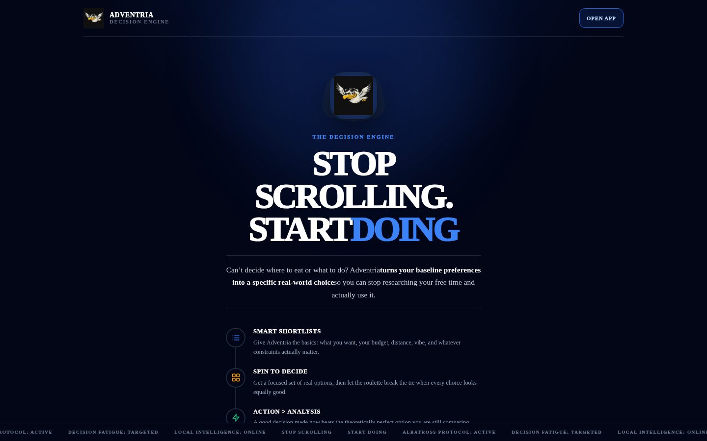 Adventria Homepage
