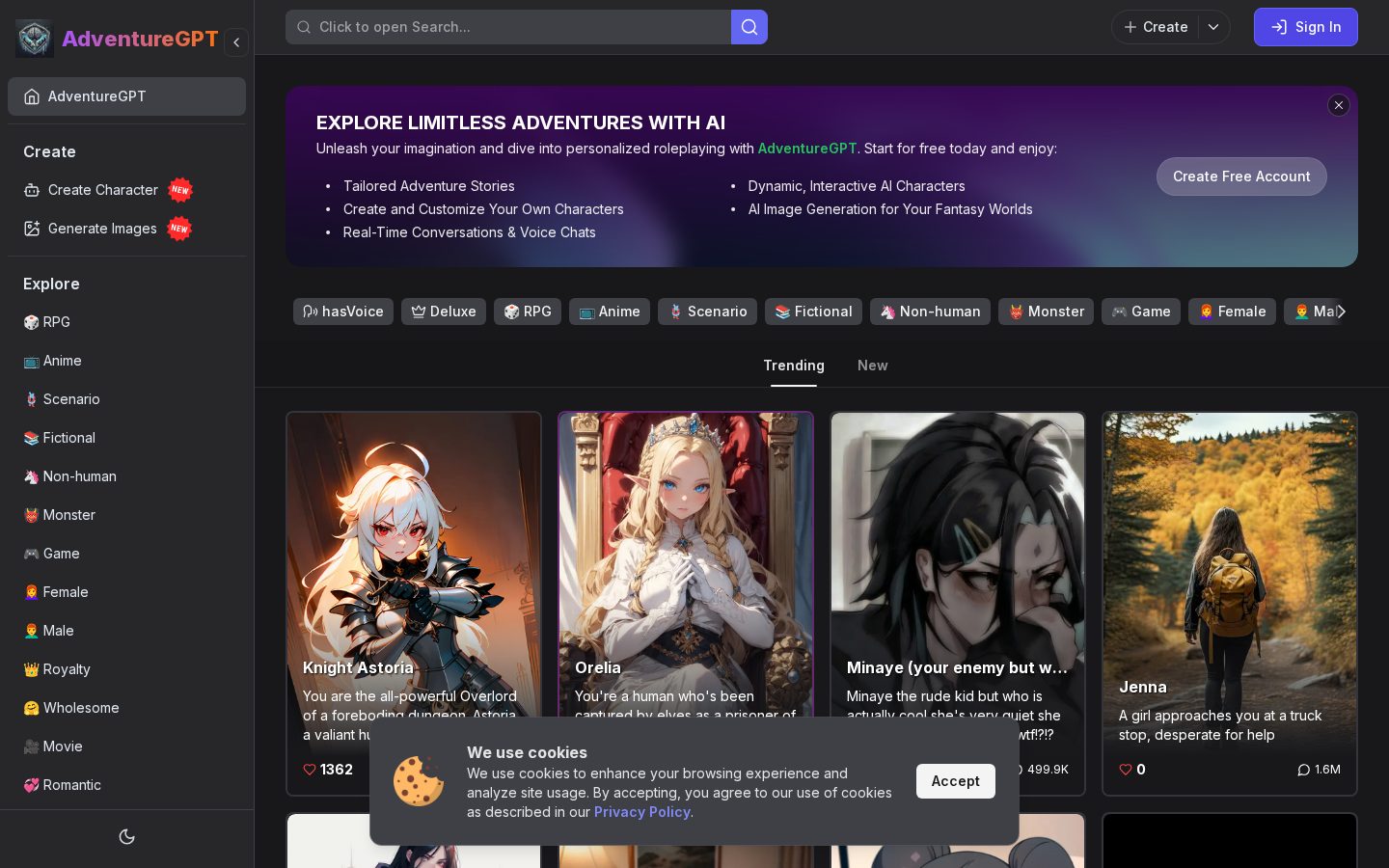 AdventureGPT Homepage