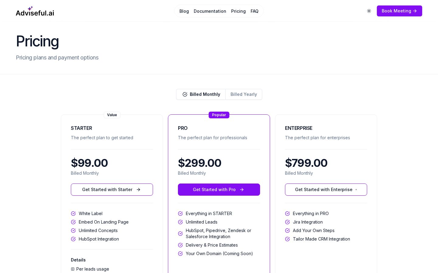 Adviseful.ai Pricing