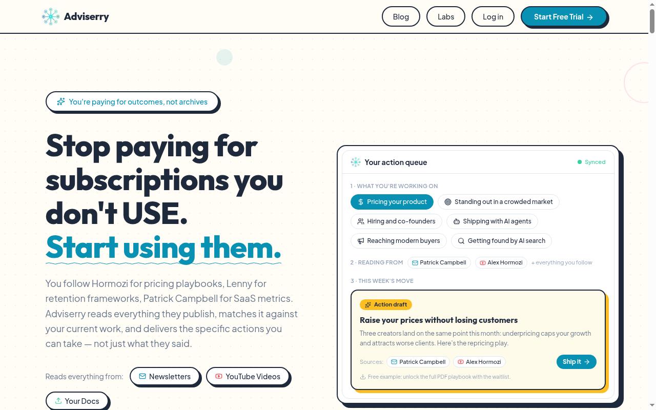 Adviserry Homepage