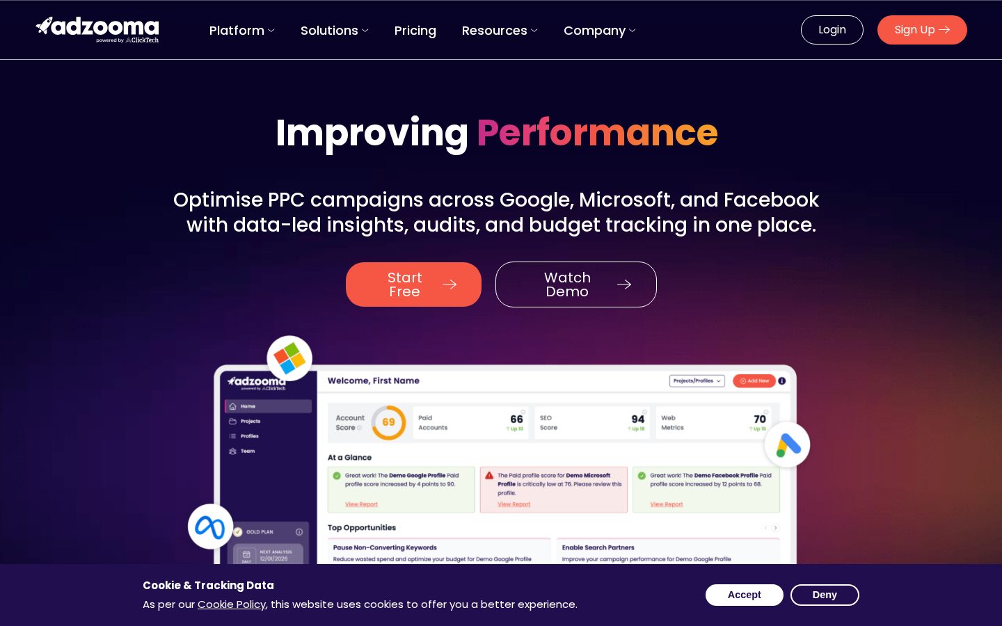 Adzooma Homepage