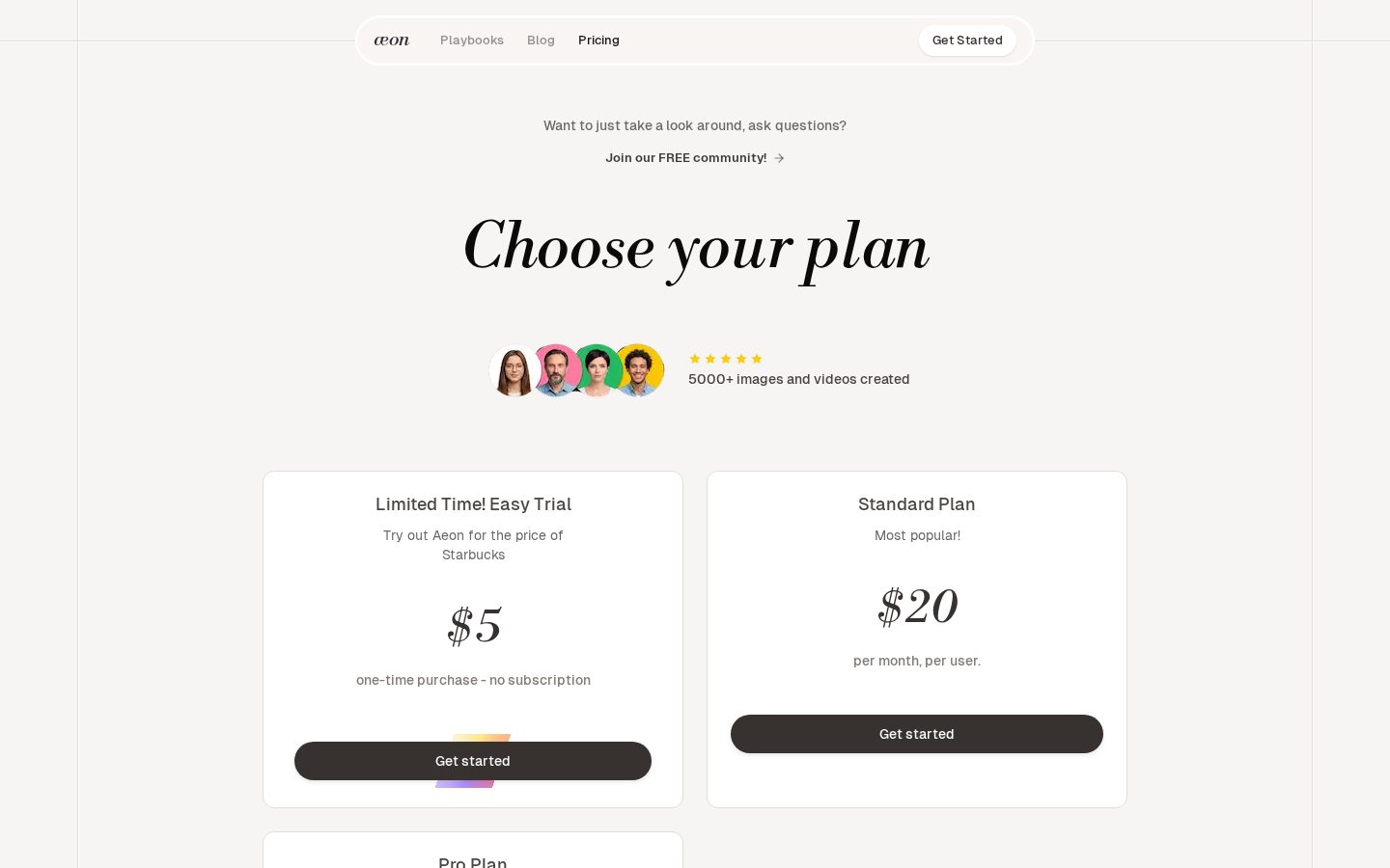 Aeon Pricing