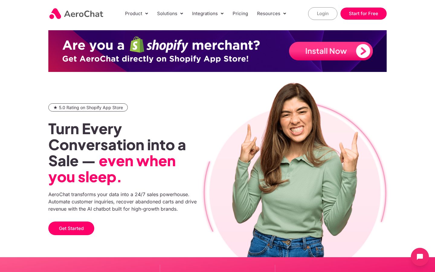 AeroChat AI Writing Assistant Homepage