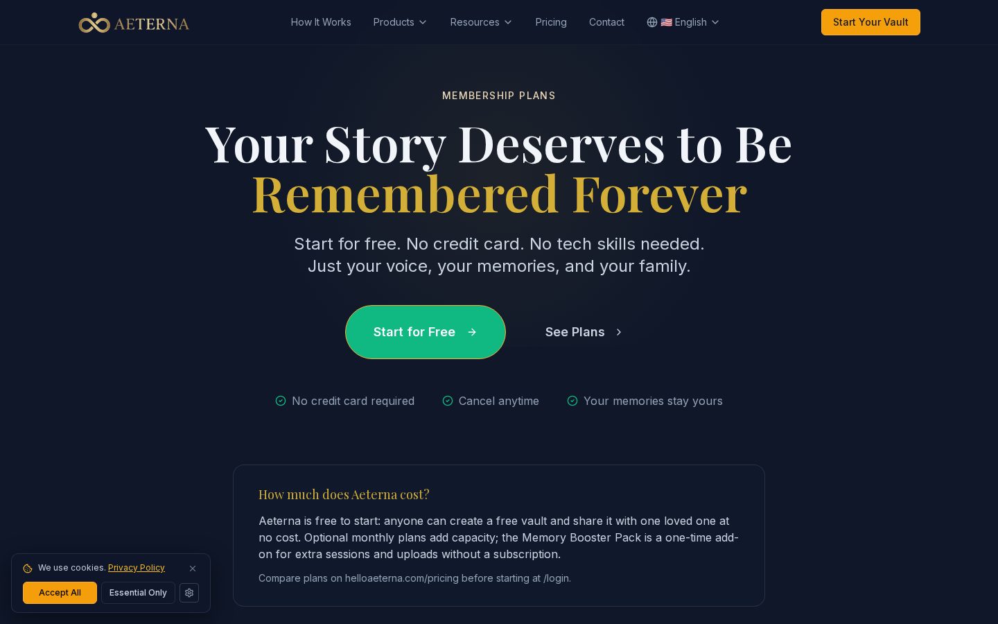 Aeterna Pricing