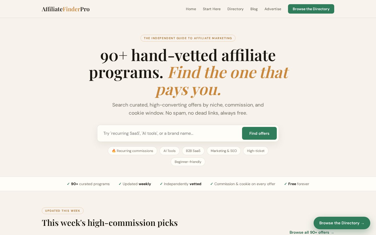 AffiliateFinderPro Homepage