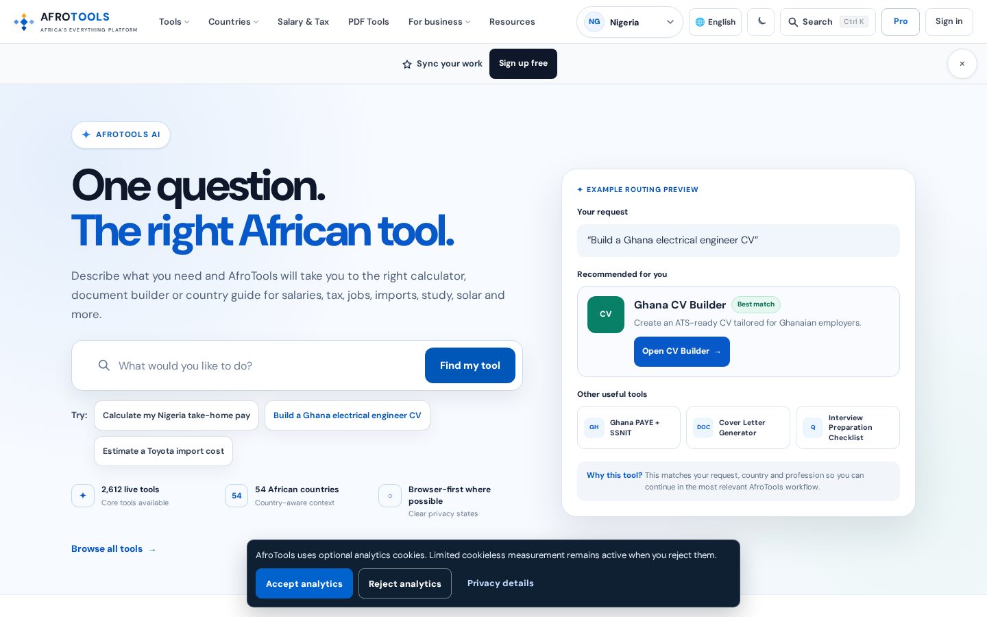 AfroTools Homepage