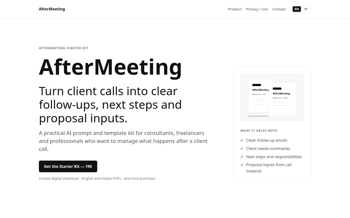 AfterMeeting Homepage