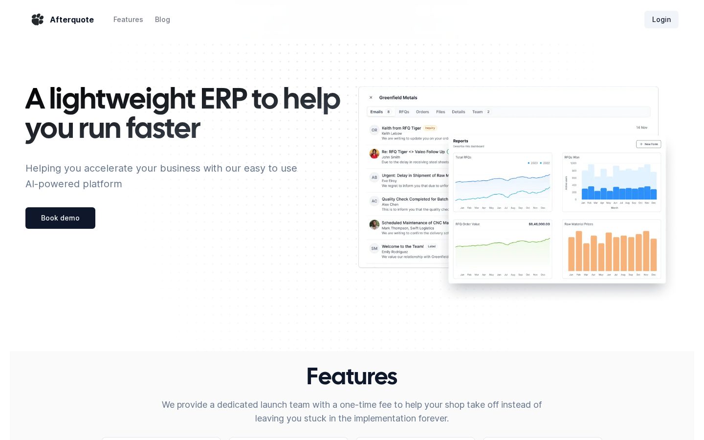 Afterquote Homepage