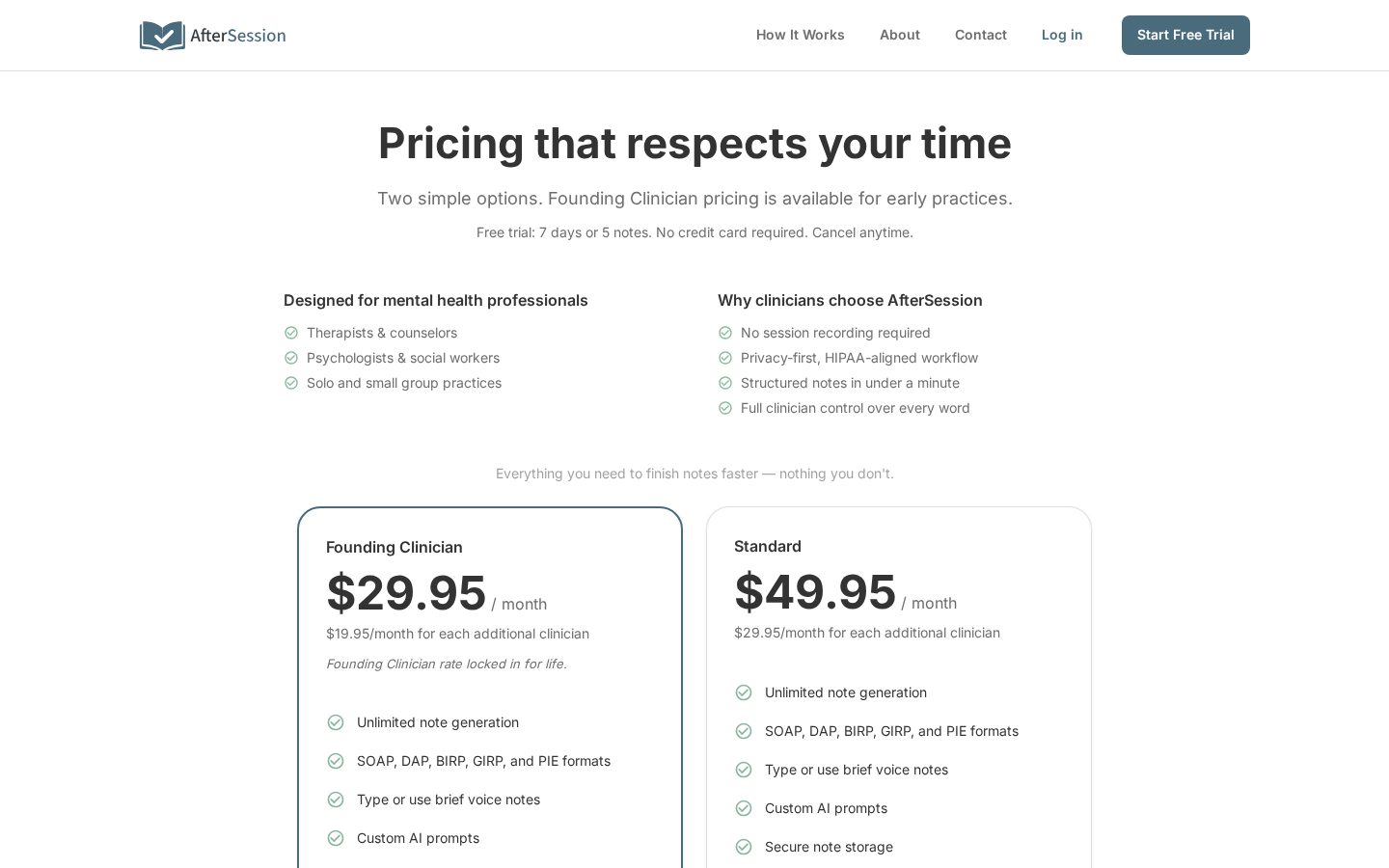 AfterSession Pricing