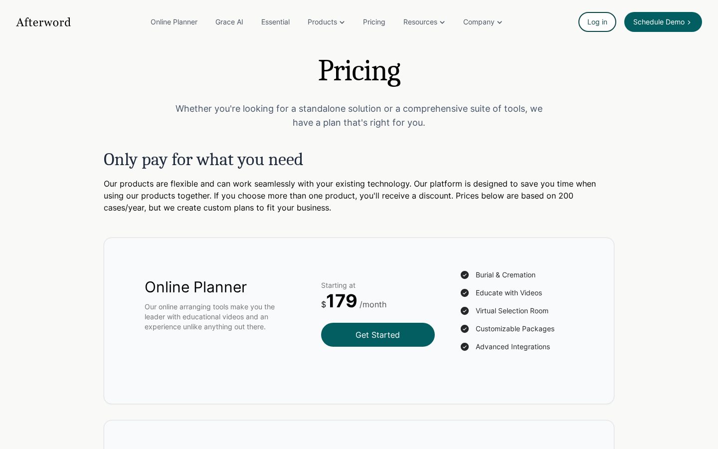 Afterword Pricing