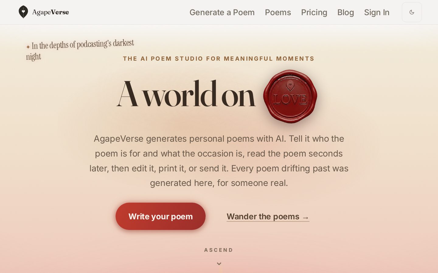 AgapeVerse.app Homepage