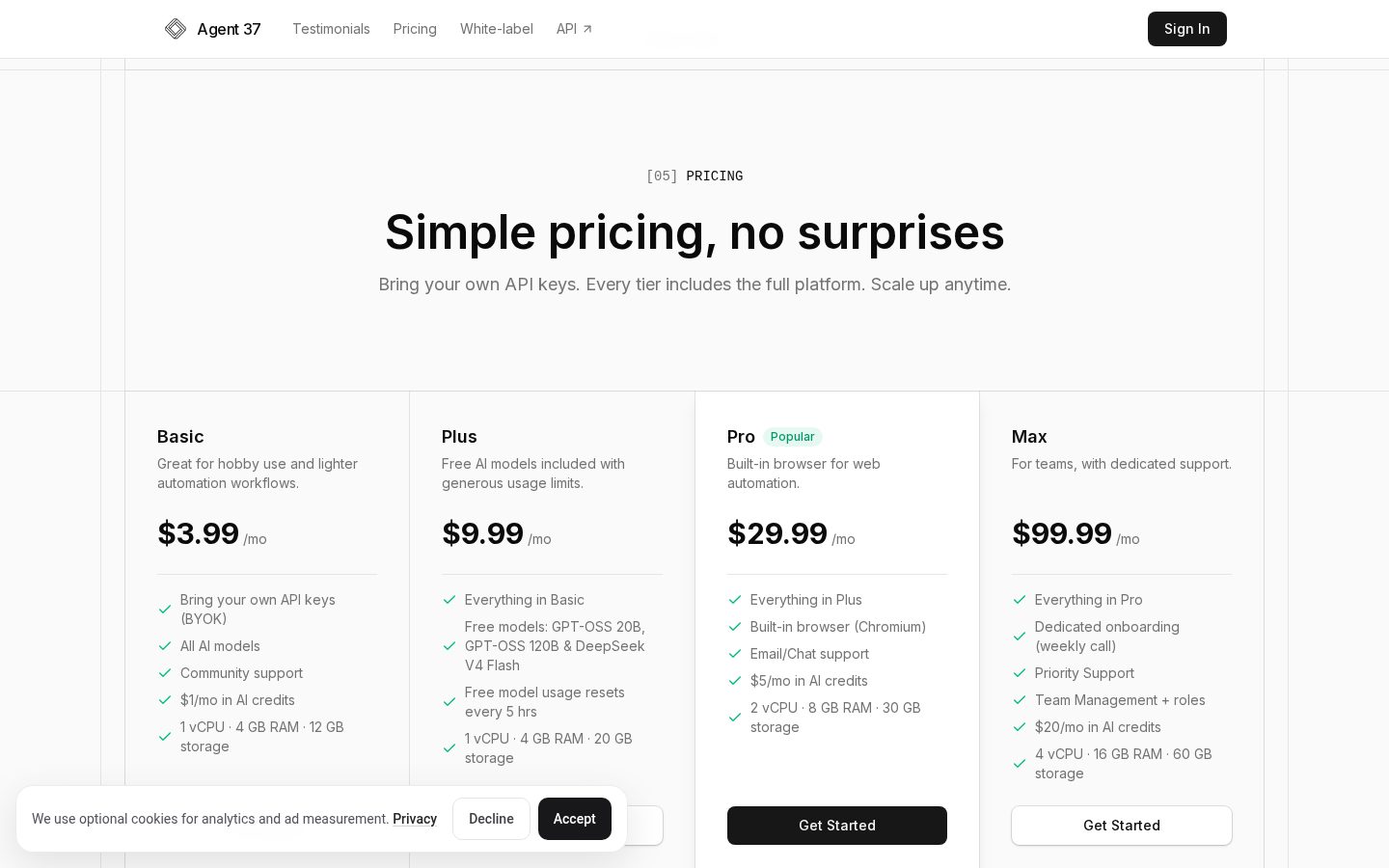 Agent 37 Pricing