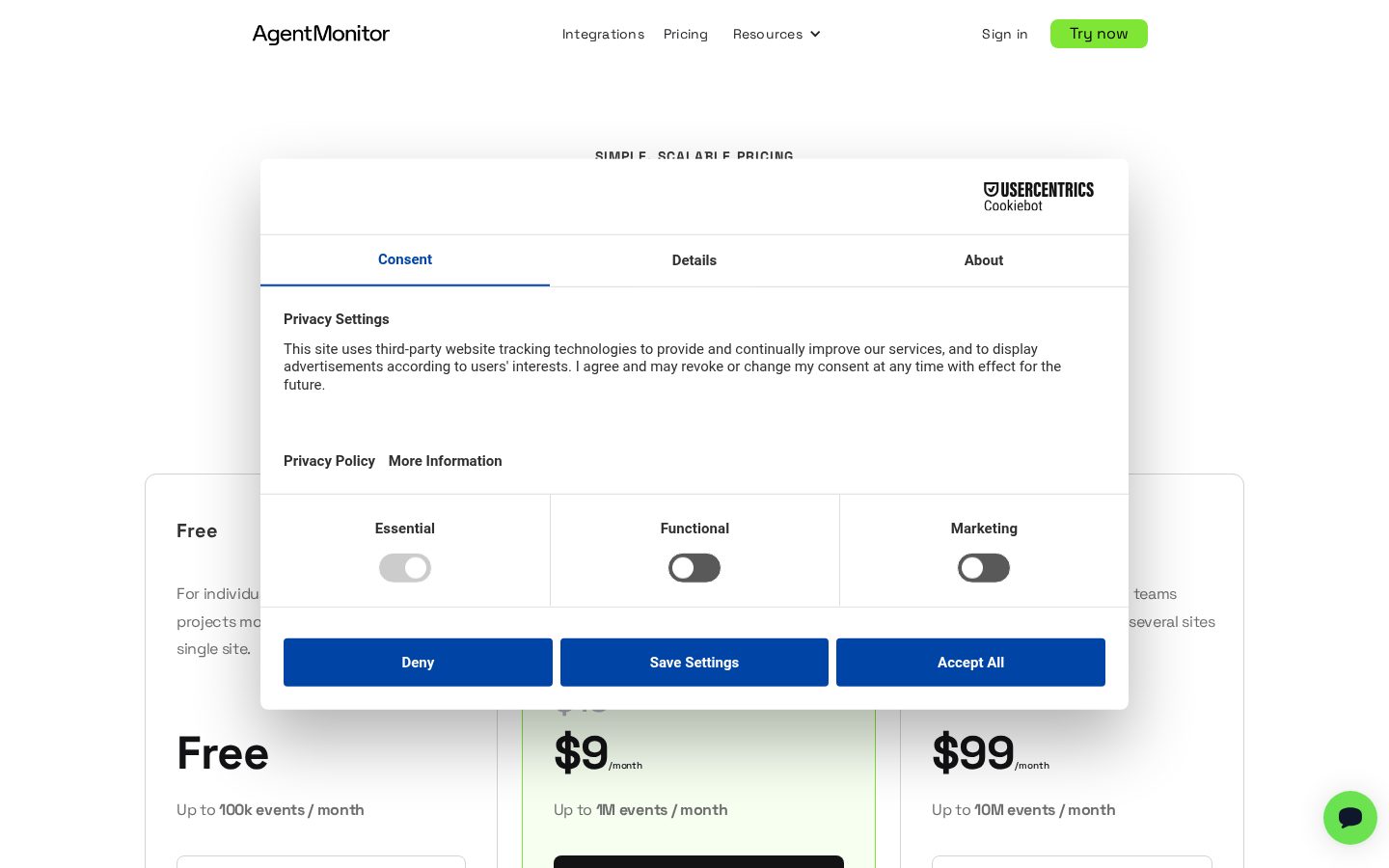 Agent Monitor Pricing