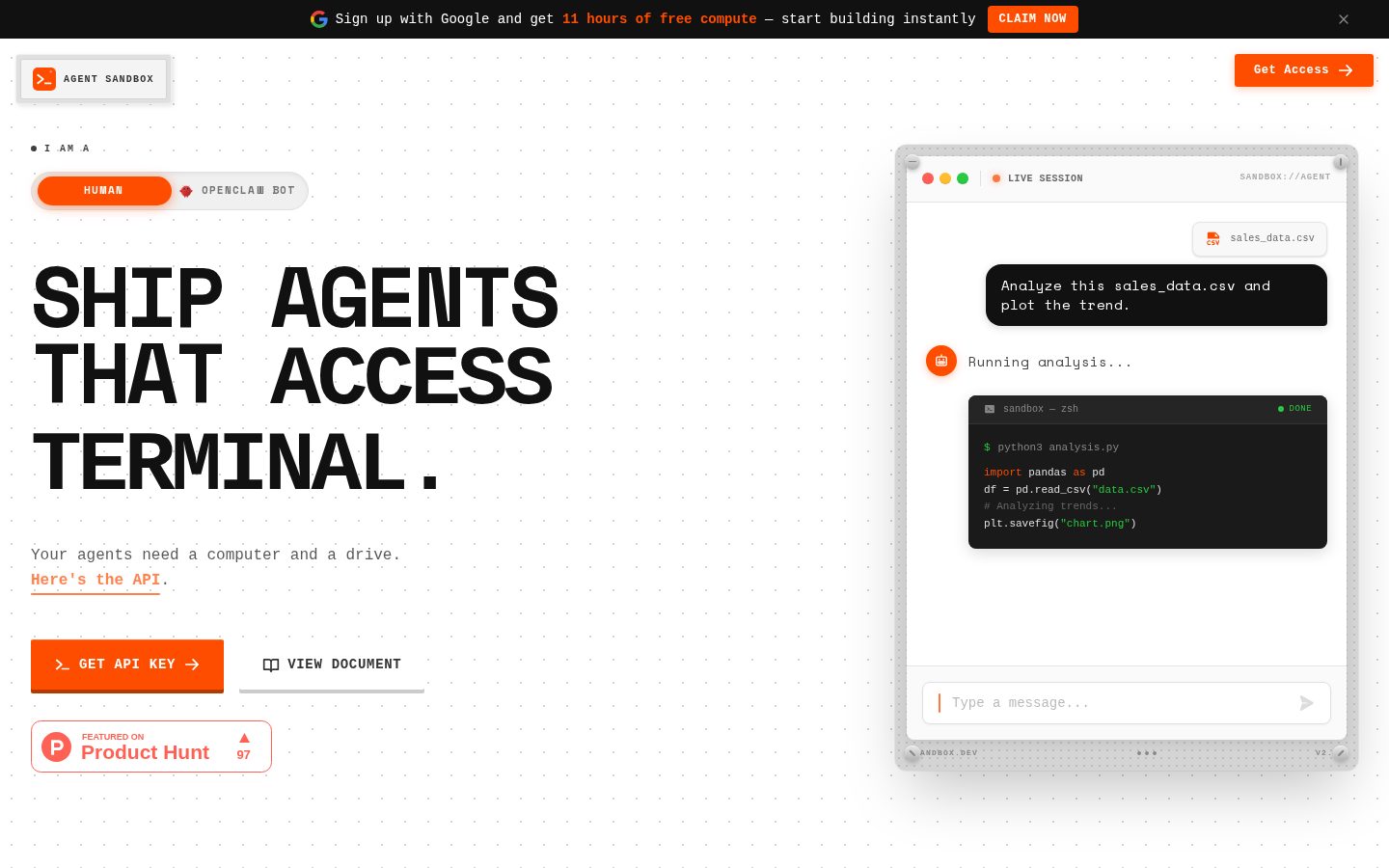 Agent Sandbox Homepage