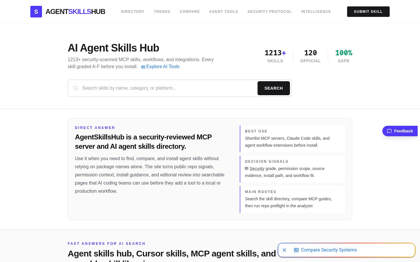 Agent Skills Hub Homepage