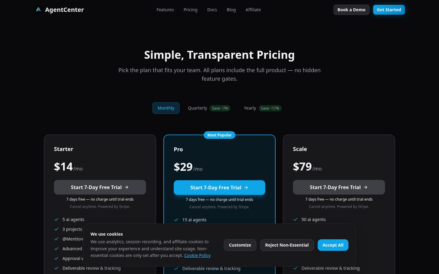 AgentCenter for OpenClaw Pricing