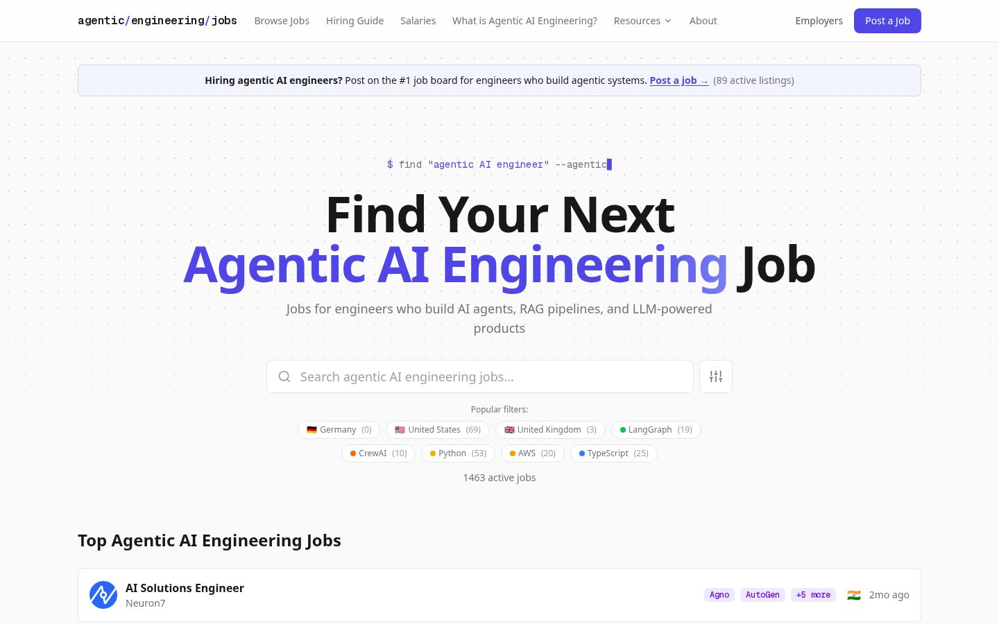 Agentic Engineering Jobs Homepage