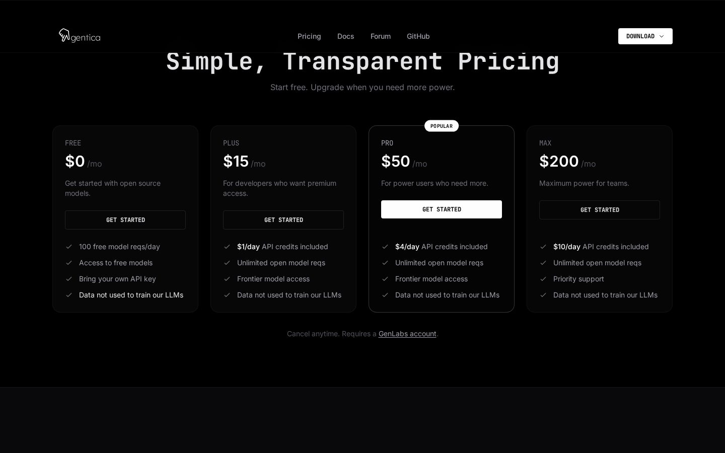 Agentica Pricing