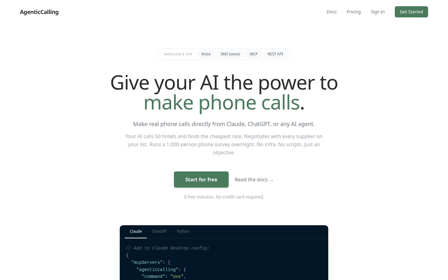 AgenticCalling AI Homepage