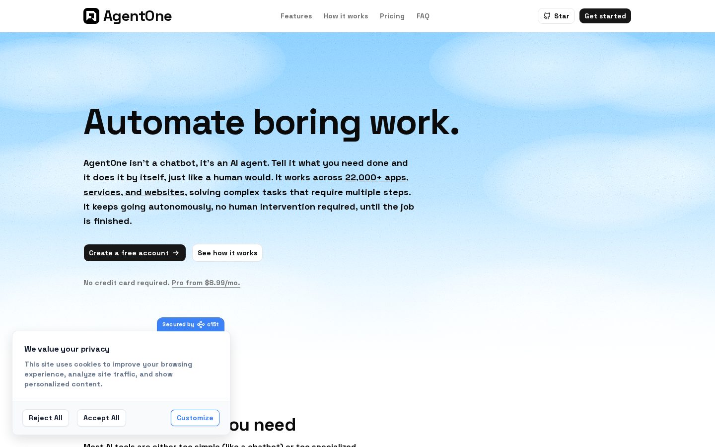 AgentOne Beta Homepage
