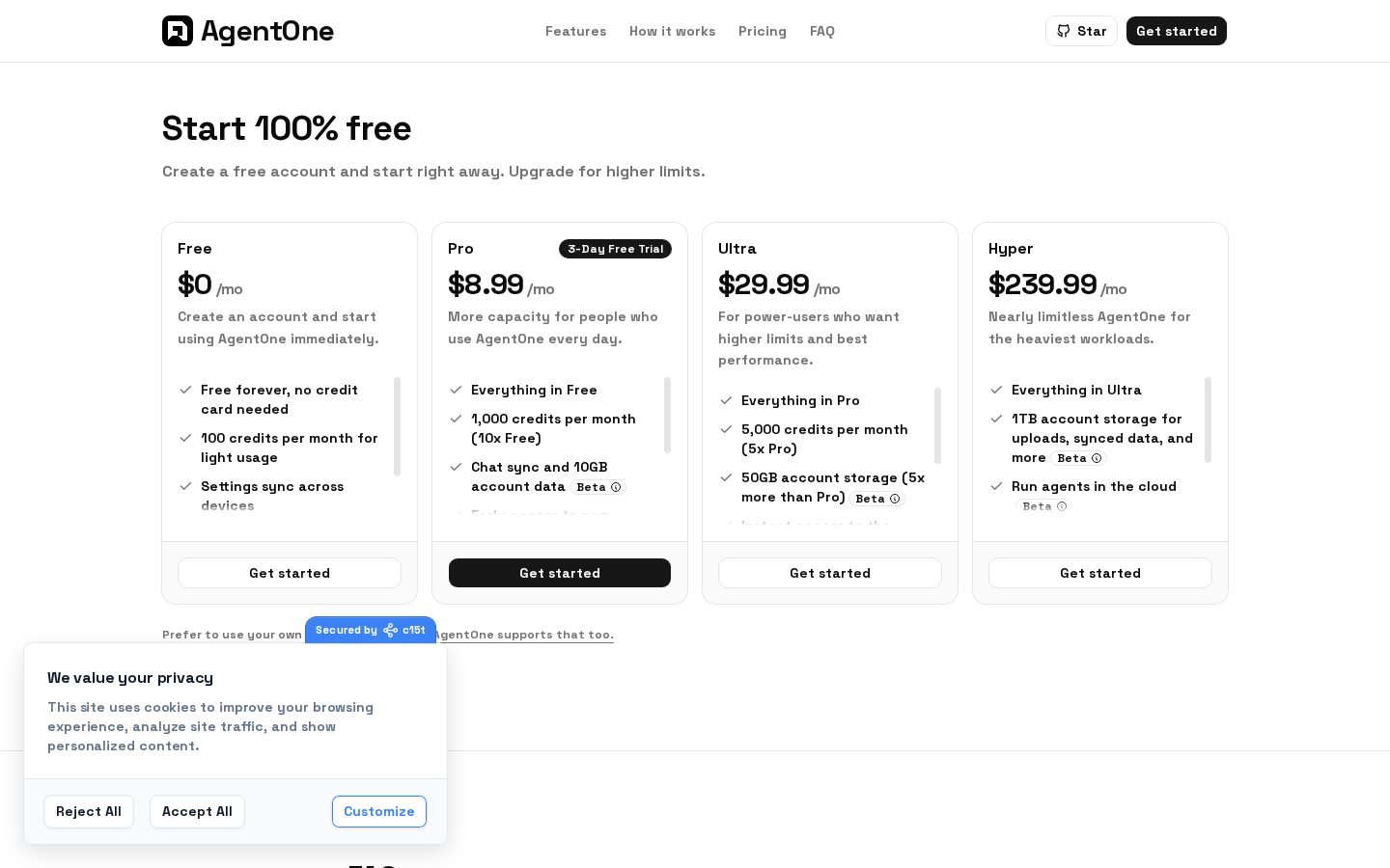 AgentOne Beta Pricing