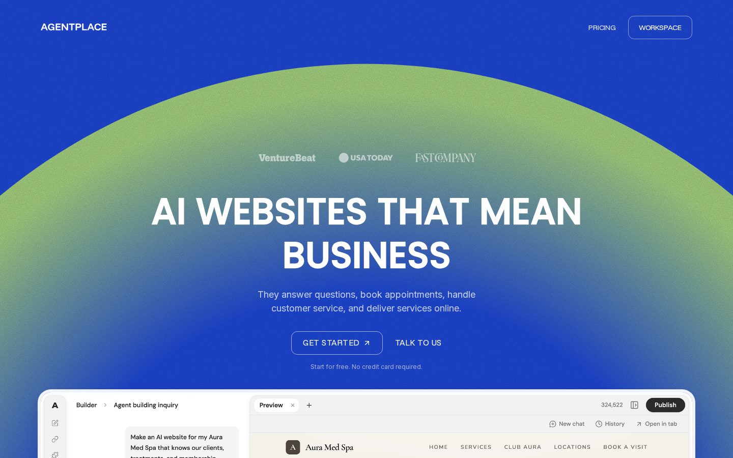 Agentplace AI Agents Homepage