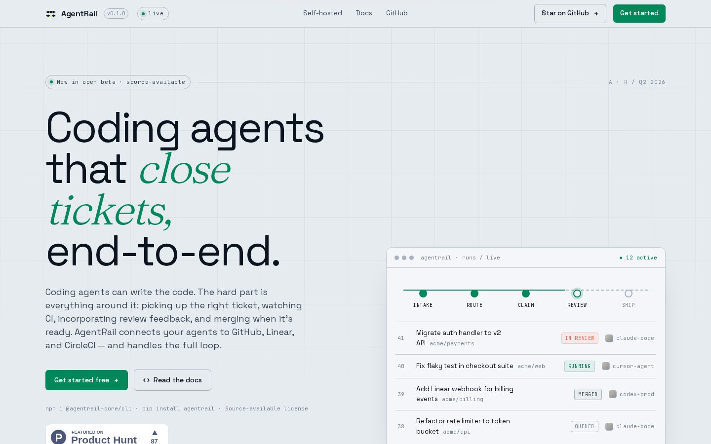 AgentRail Homepage