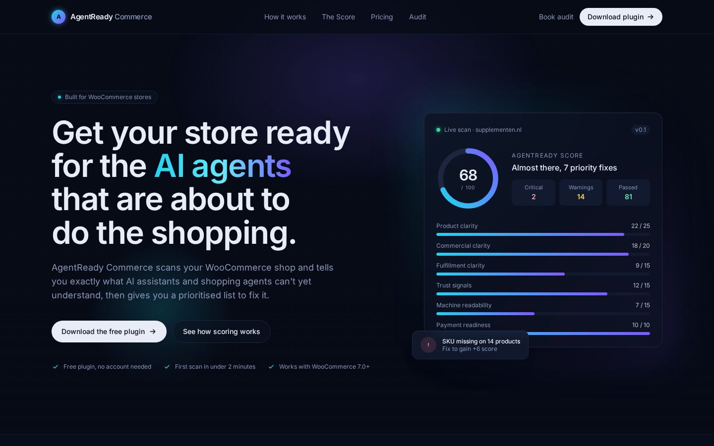 AgentReady Commerce Homepage