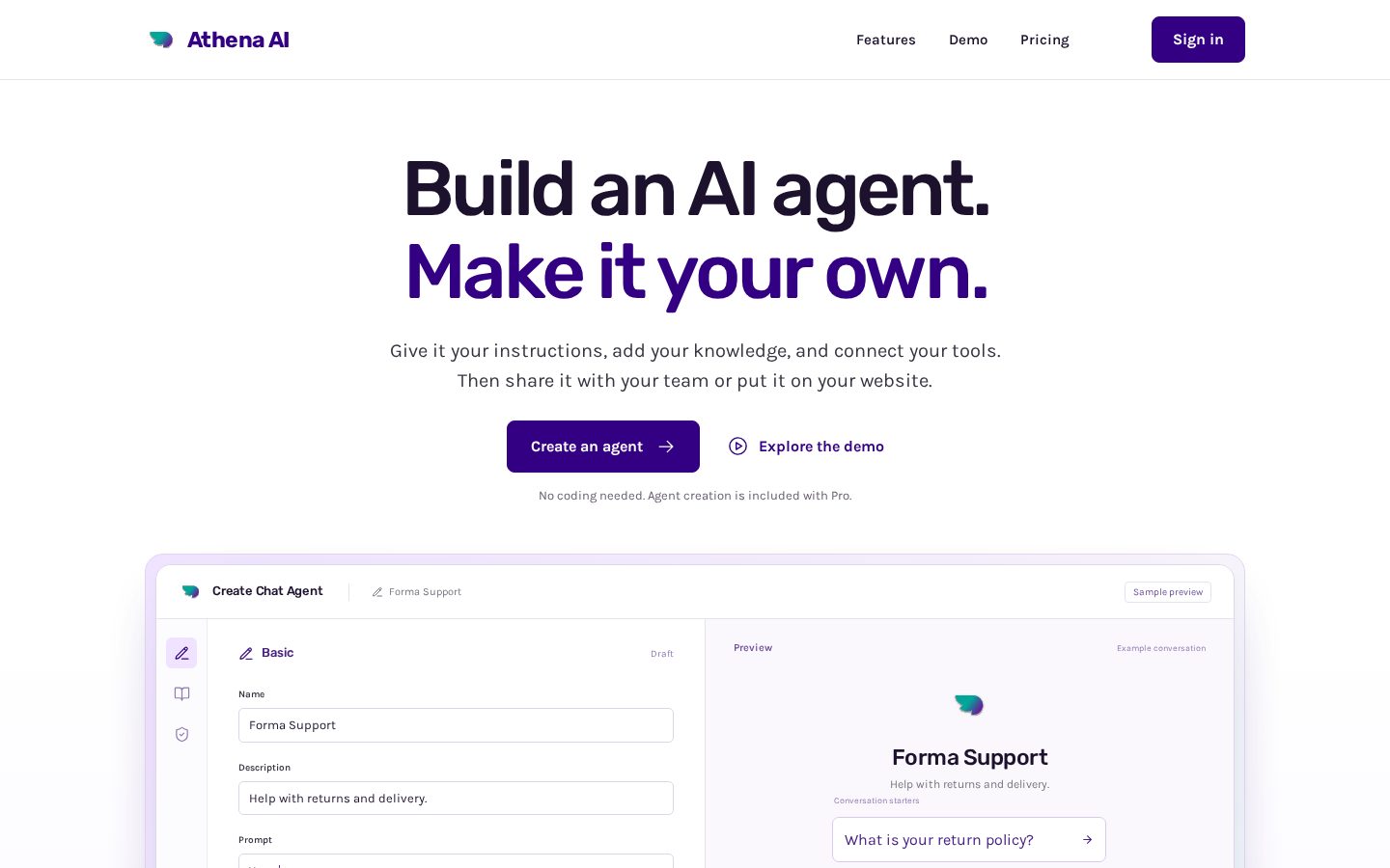 Agents by Athena AI Homepage