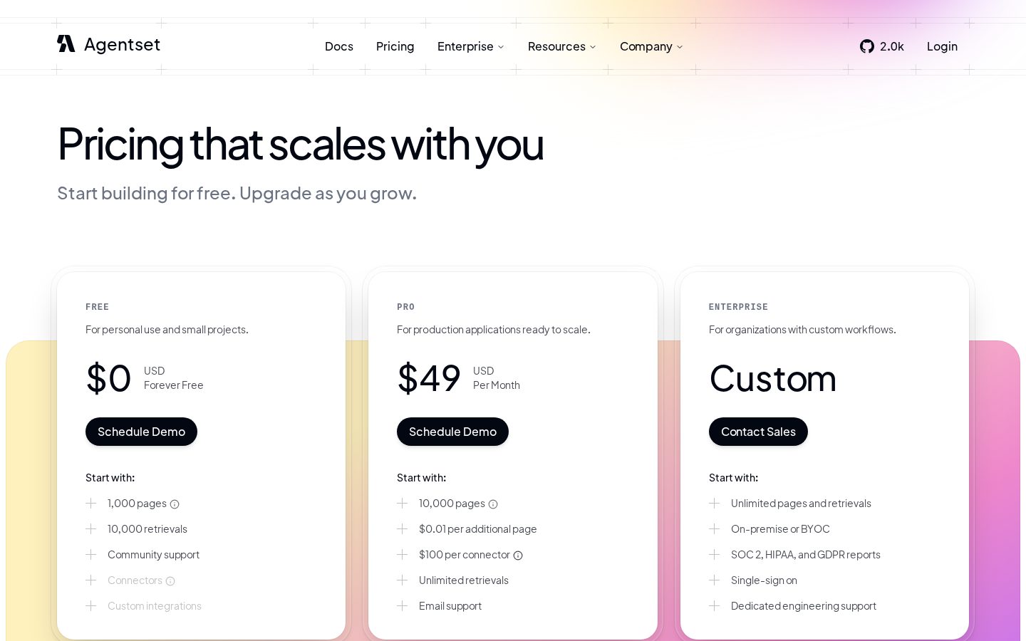 Agentset Pricing