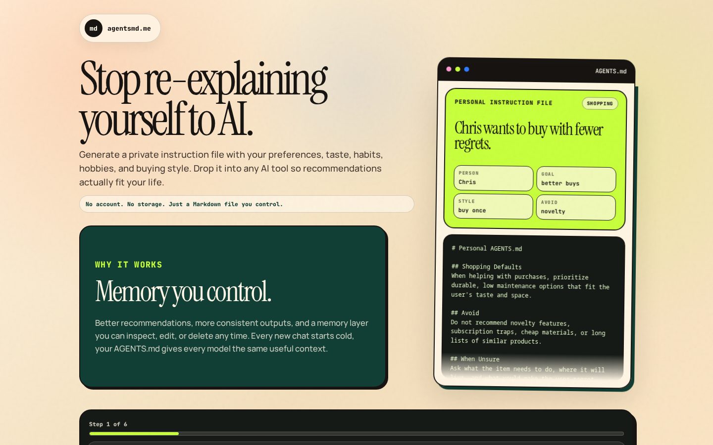 Agentsmd.me Homepage