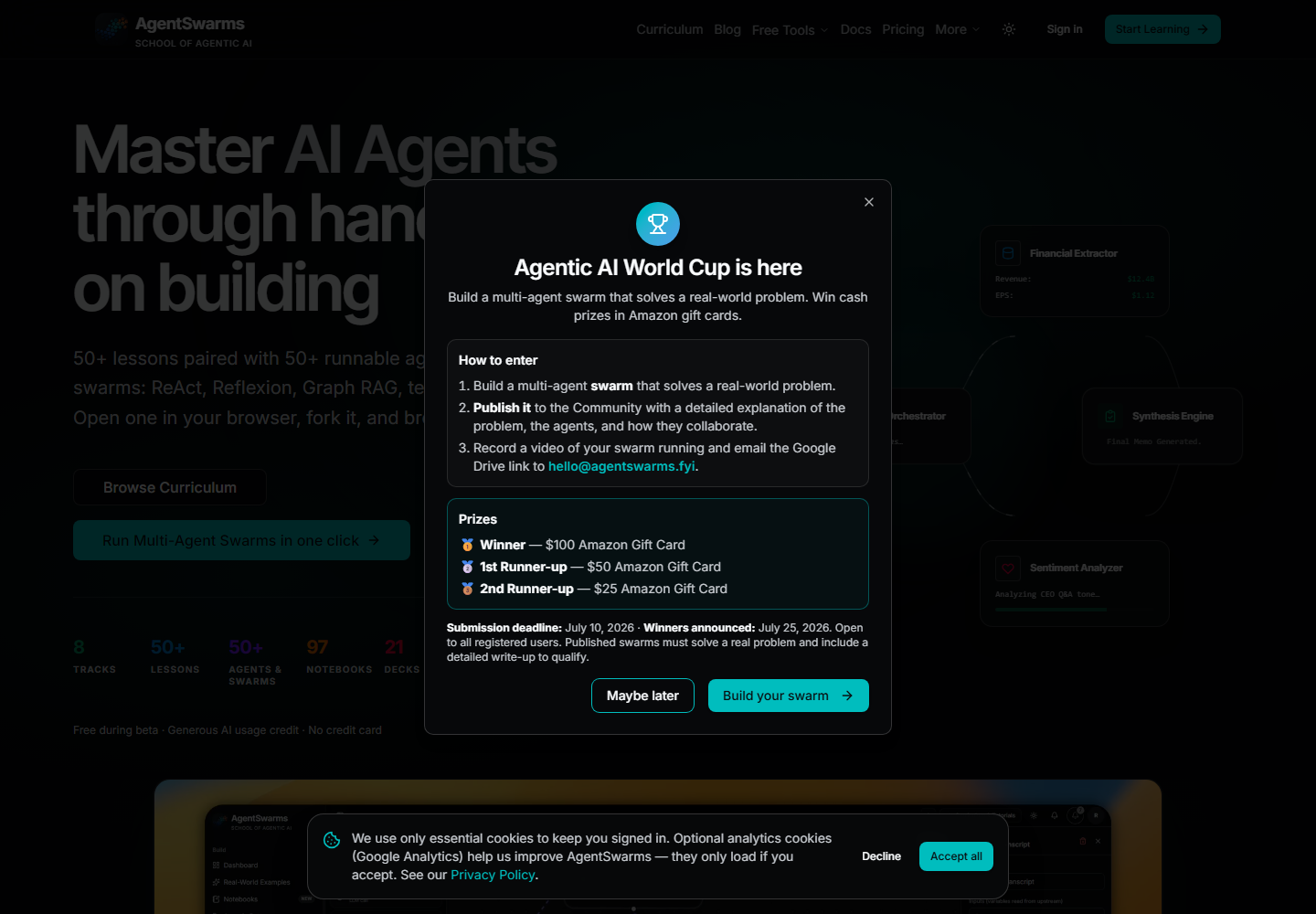 AgentSwarms homepage