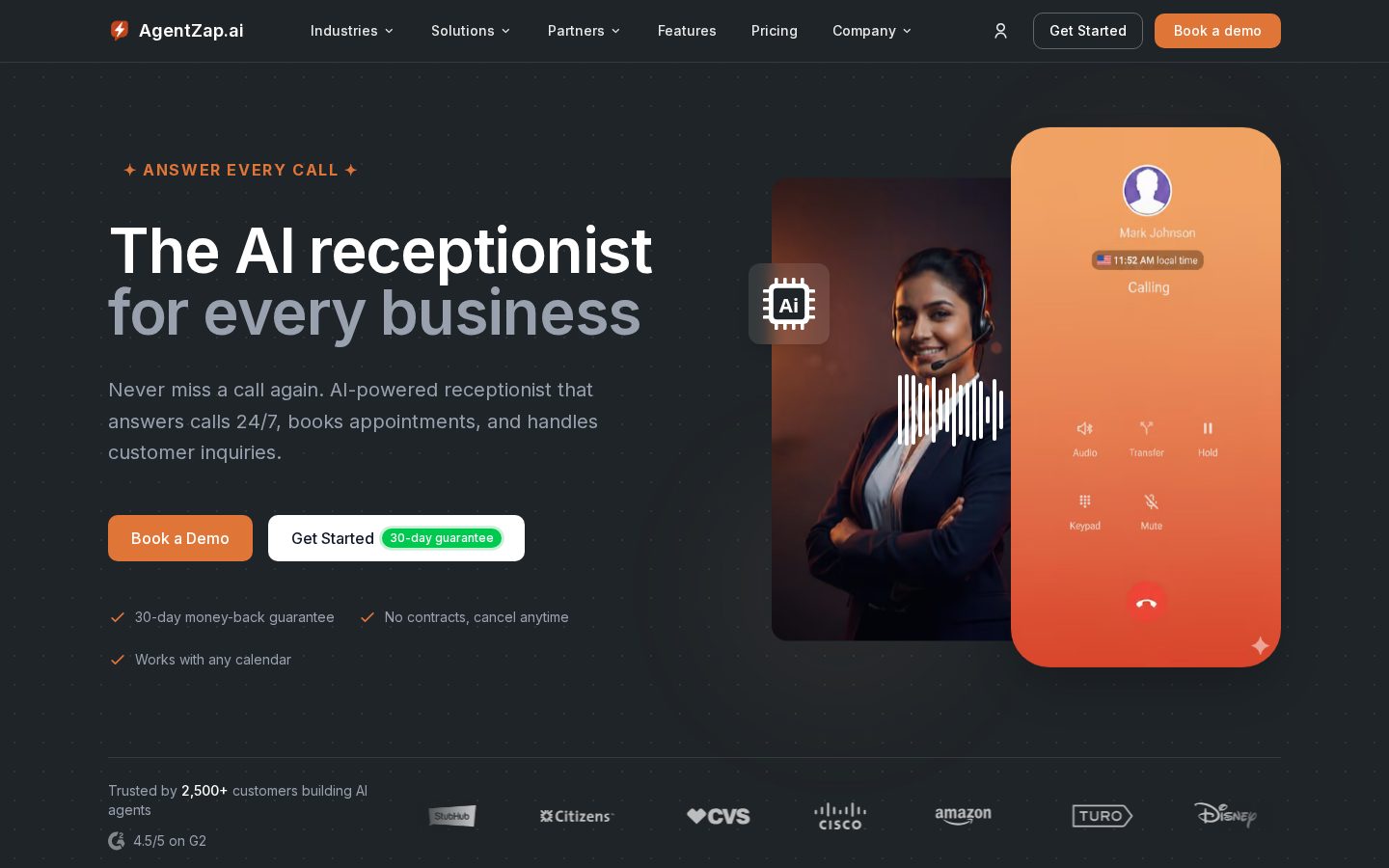 AgentZap.ai Homepage