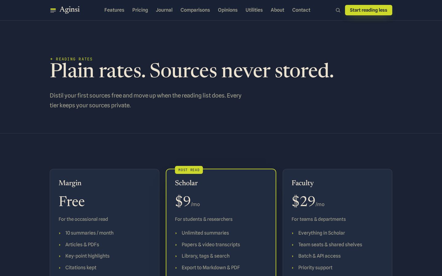 Aginsi Pricing