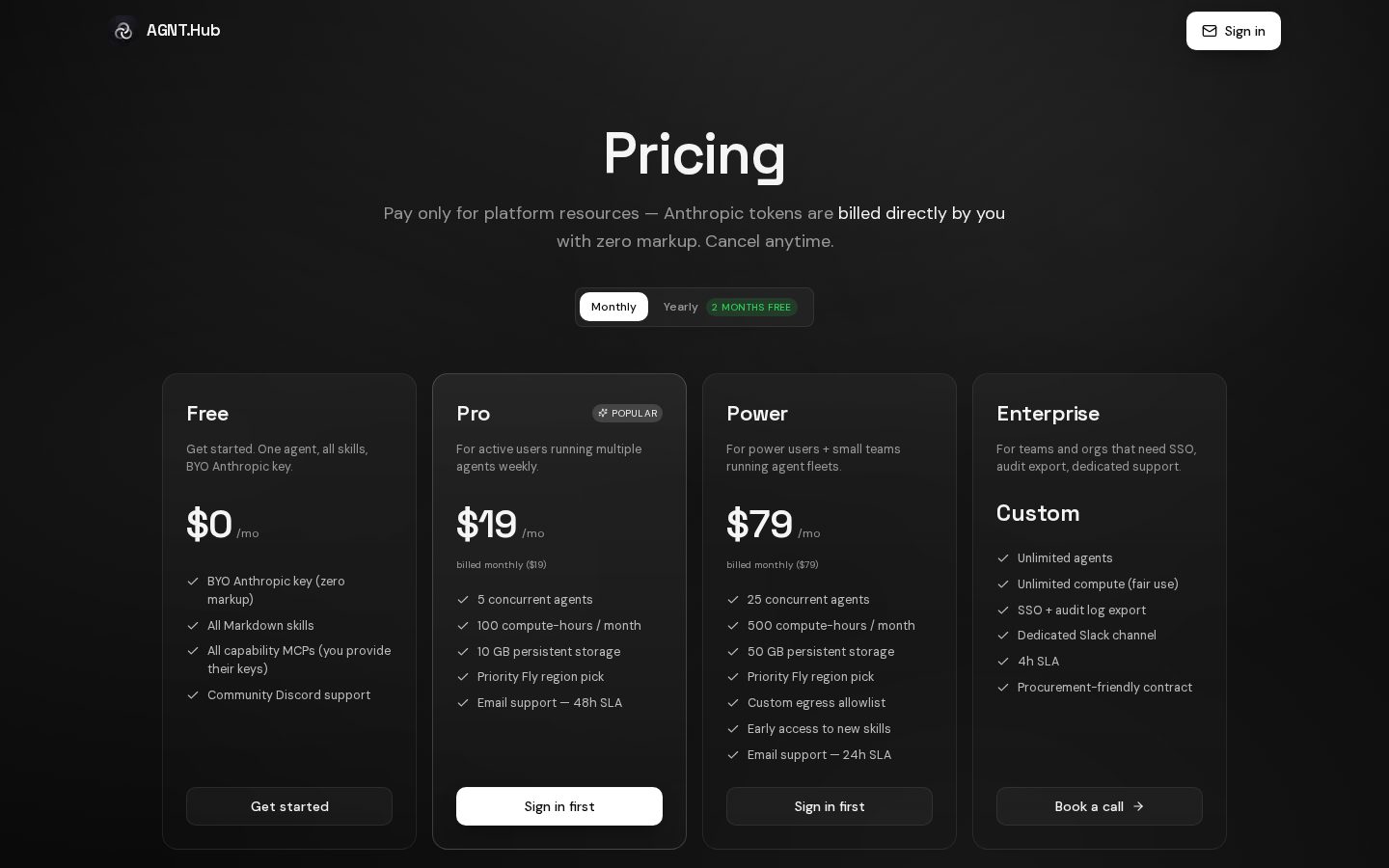 AGNT.Hub Pricing