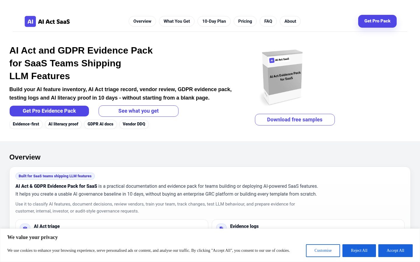 AI Act SaaS Homepage