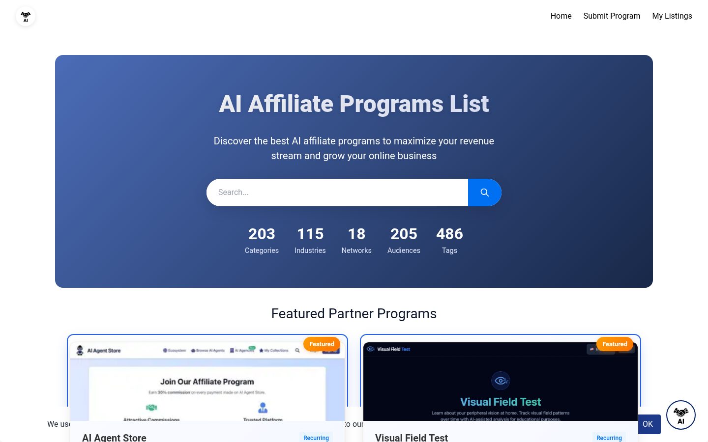 AI Affiliate Programs Homepage