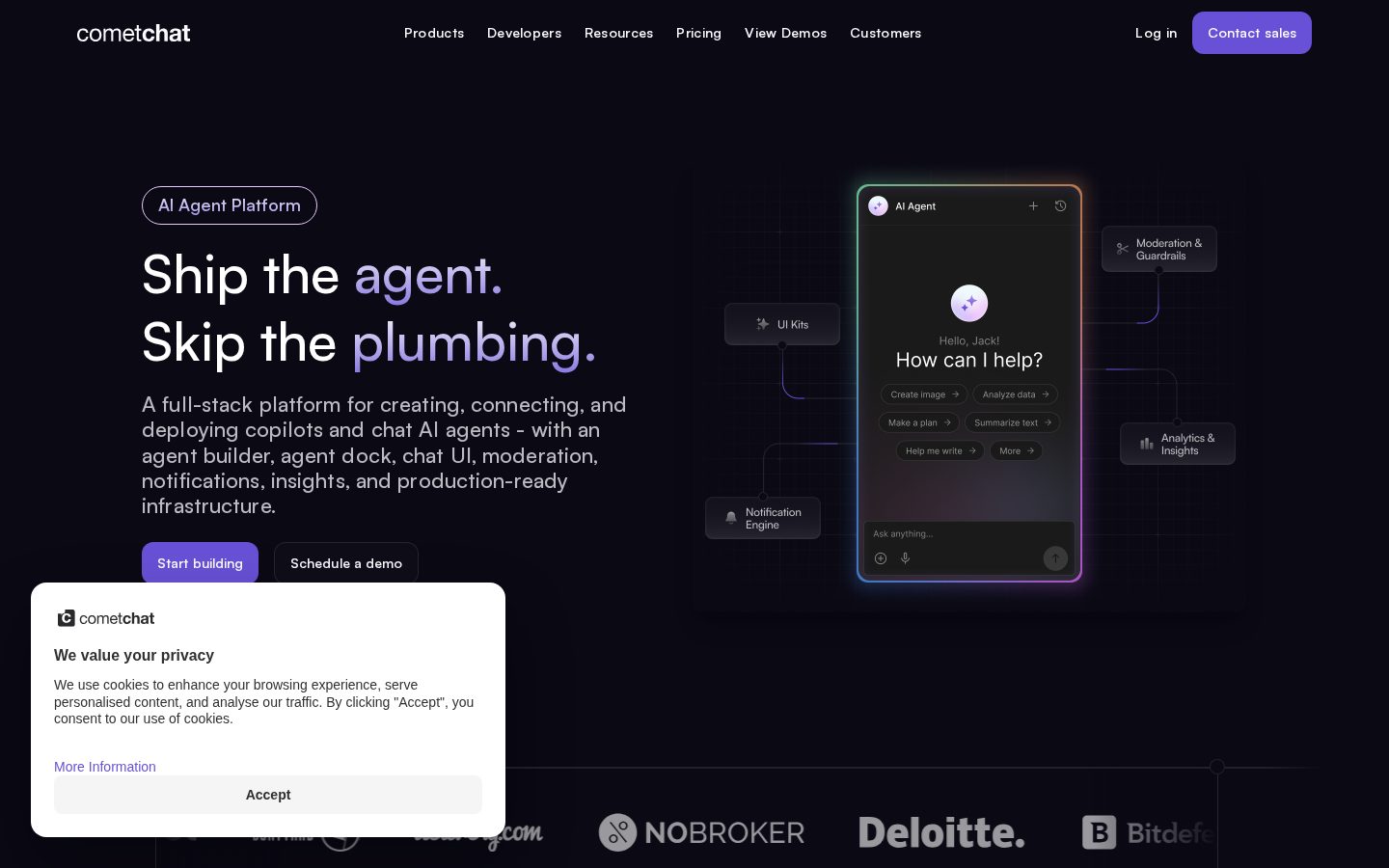 AI Agent Platform by CometChat Homepage