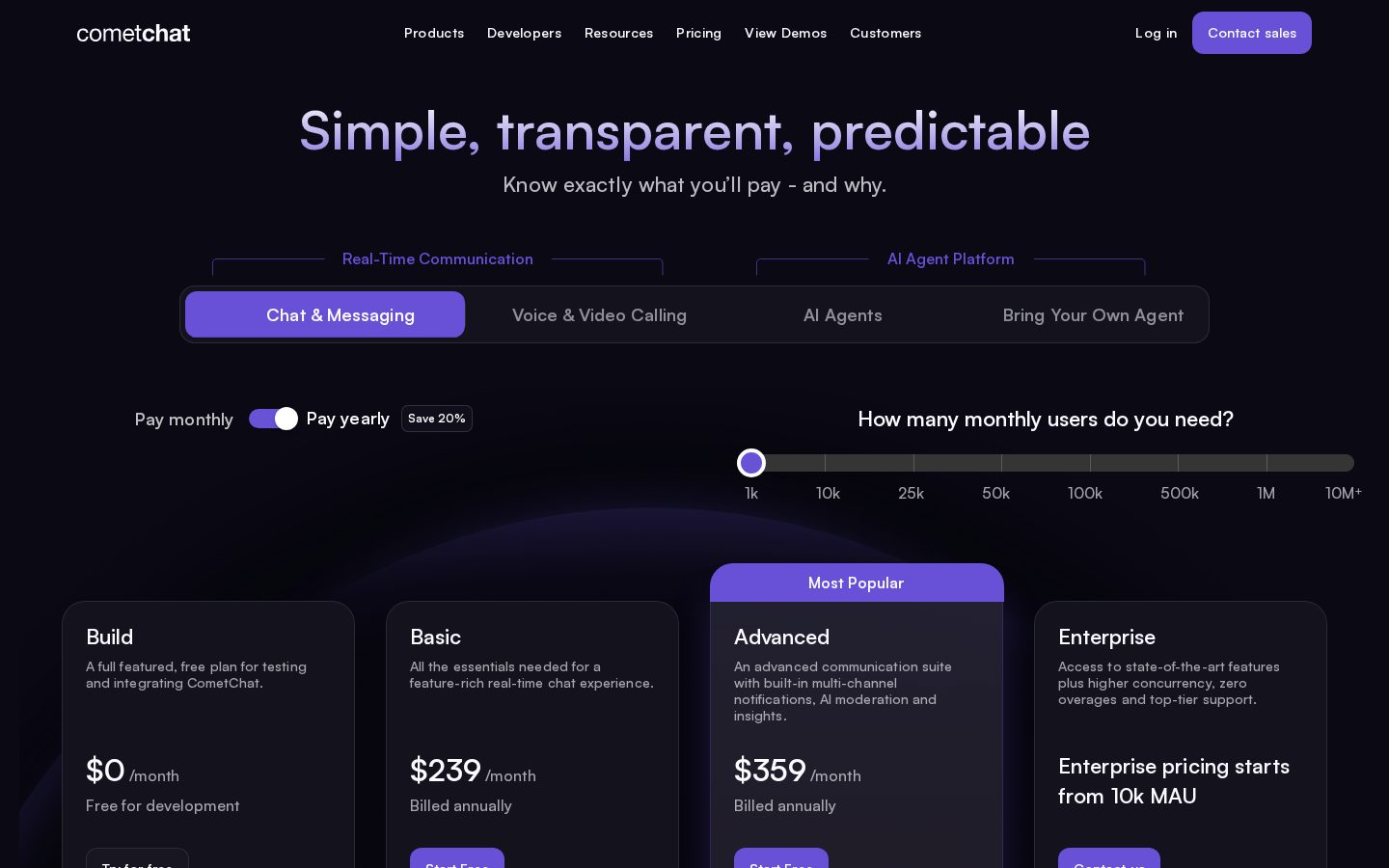 AI Agent Platform by CometChat Pricing