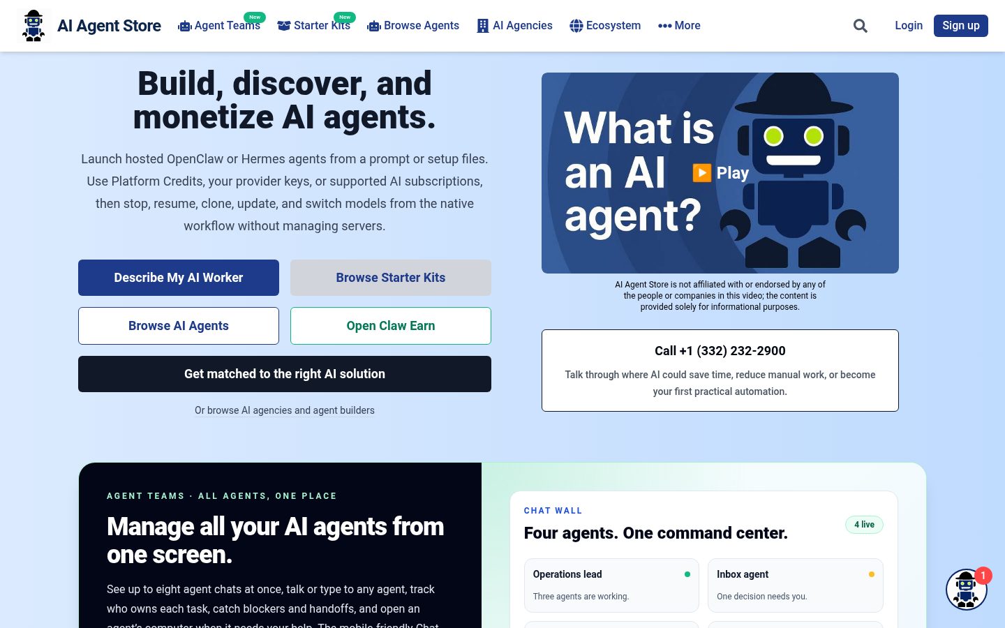 AI Agent Store Homepage