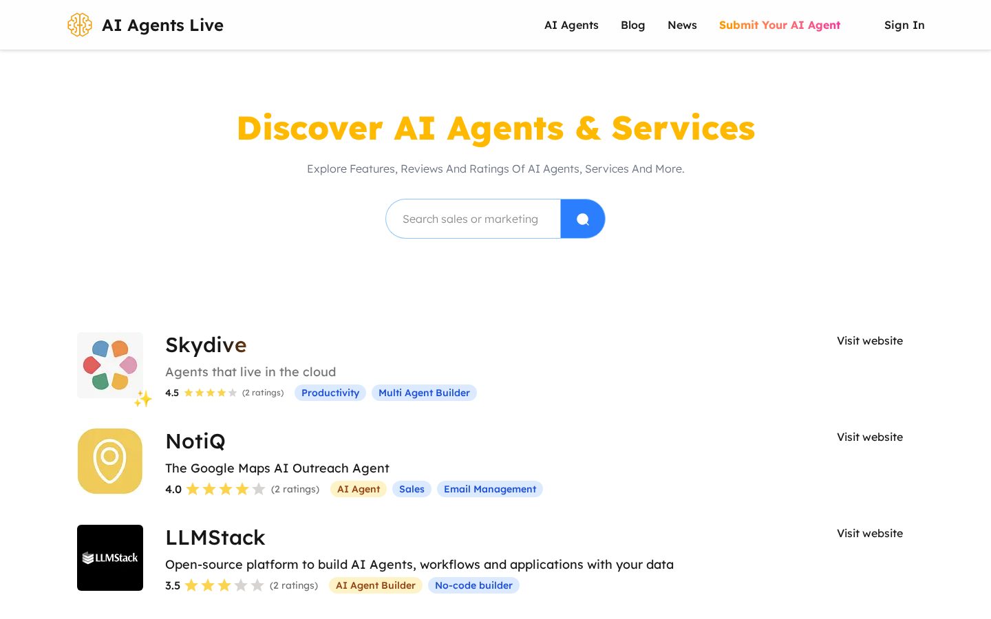 AI Agents Live Homepage