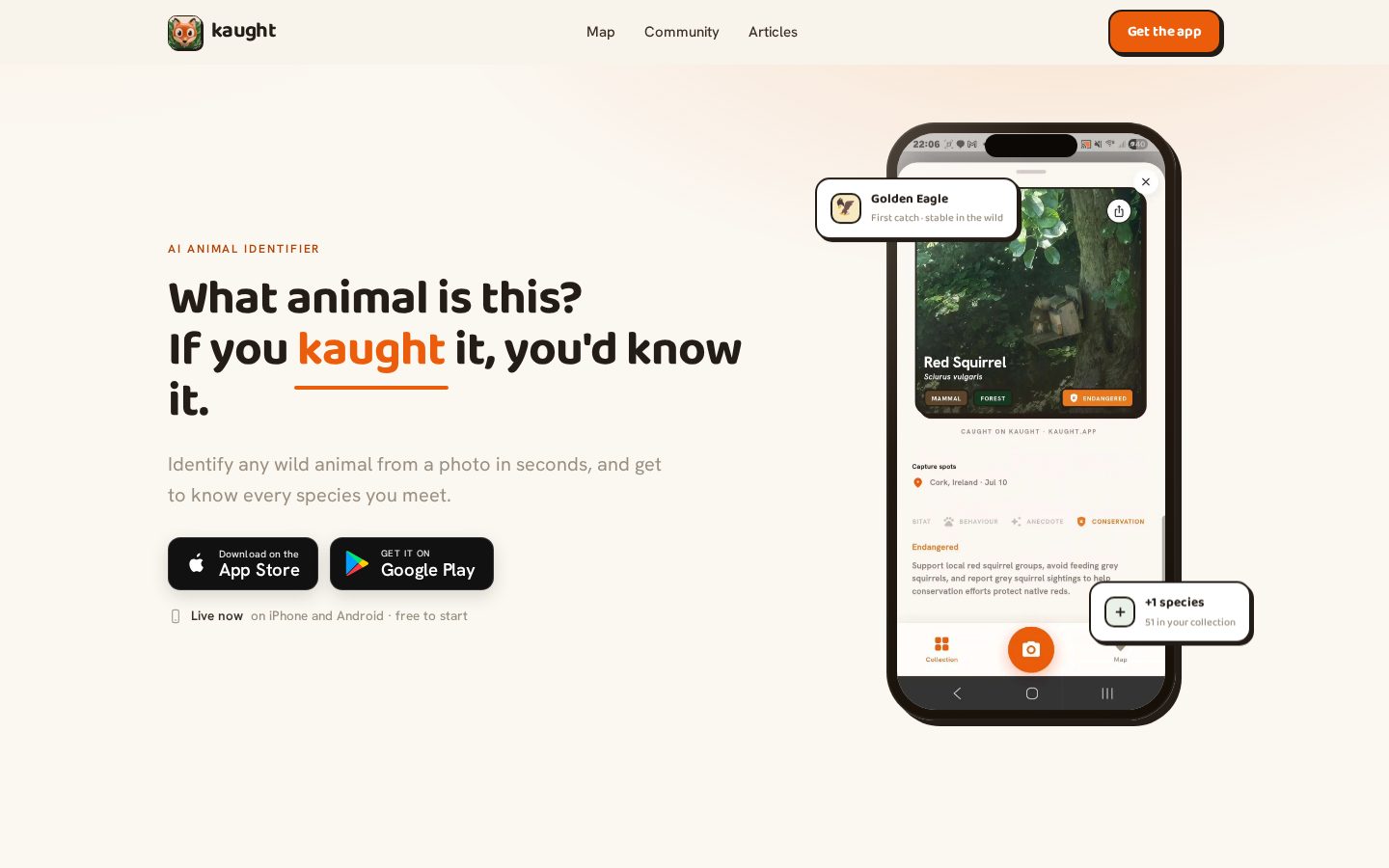 AI Animal Identifier by Kaught Homepage