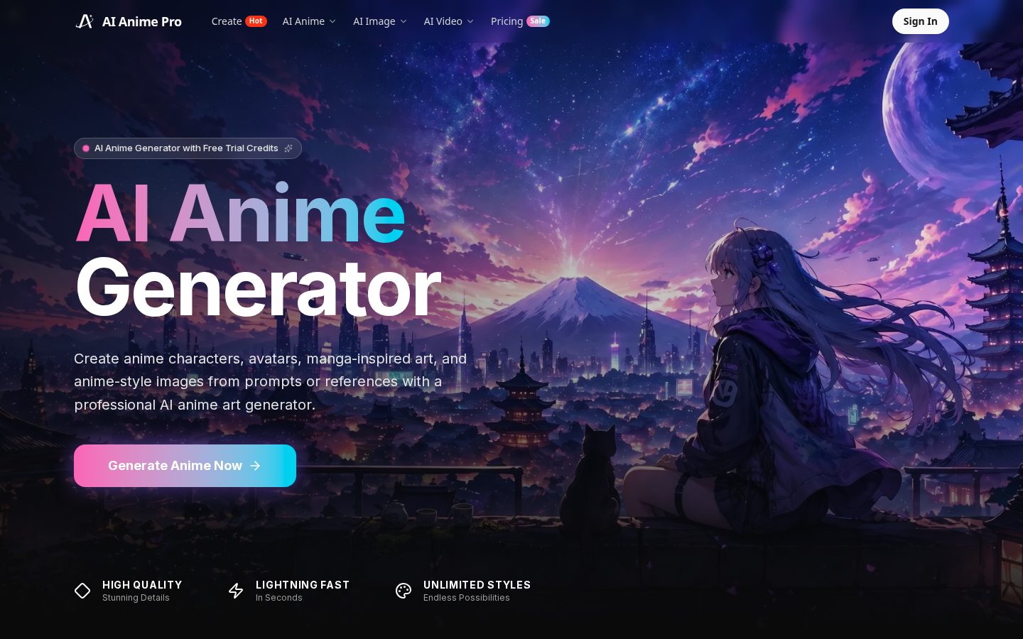 AI Anime Pro Homepage