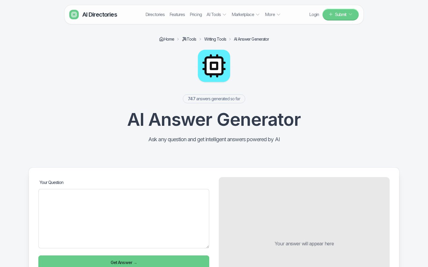 AI Answer Generator Homepage
