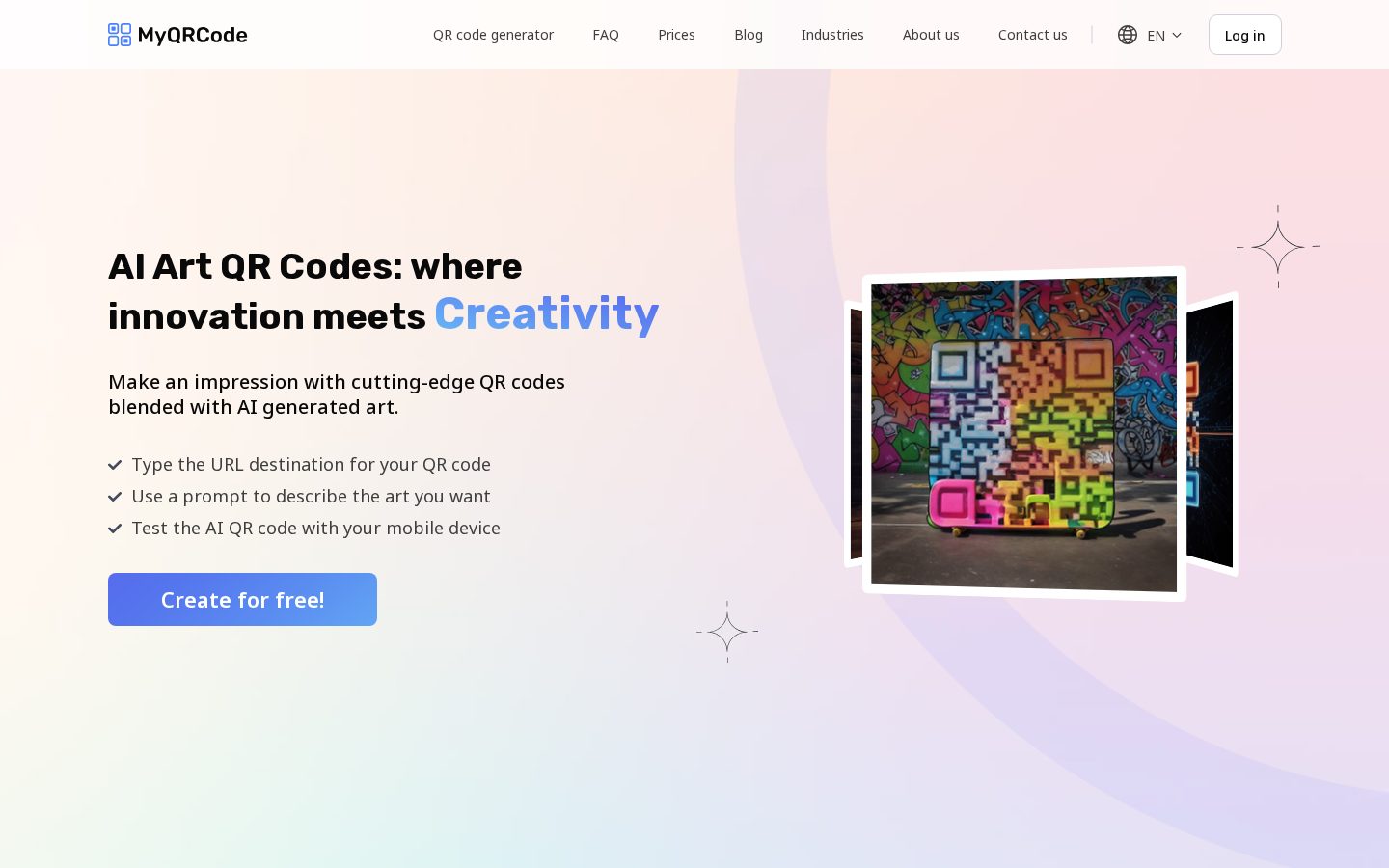 AI Art QR Codes by MyQRCode Homepage
